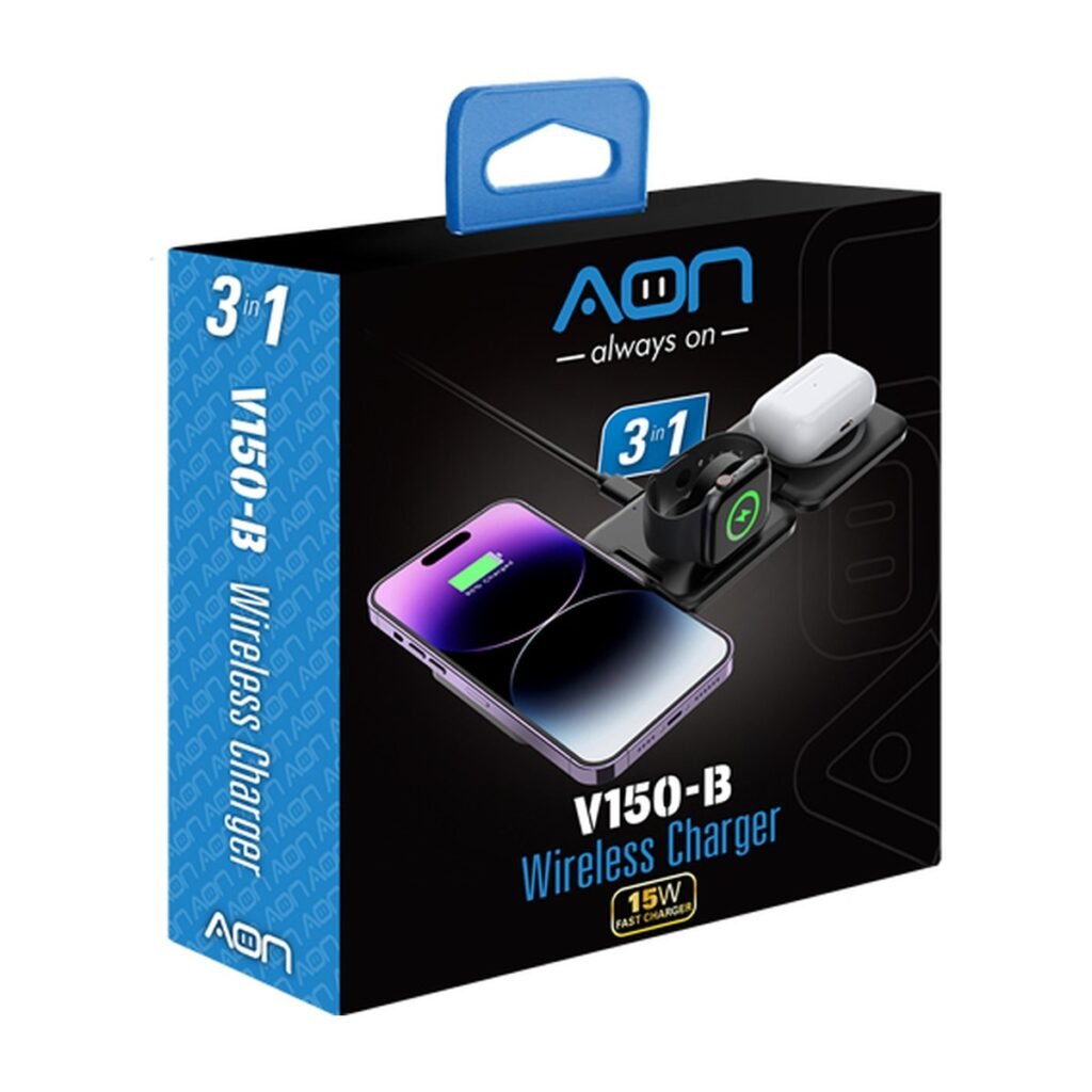 Cargador AON 3 en 1 Wireless V150-B – AO-WC-2006