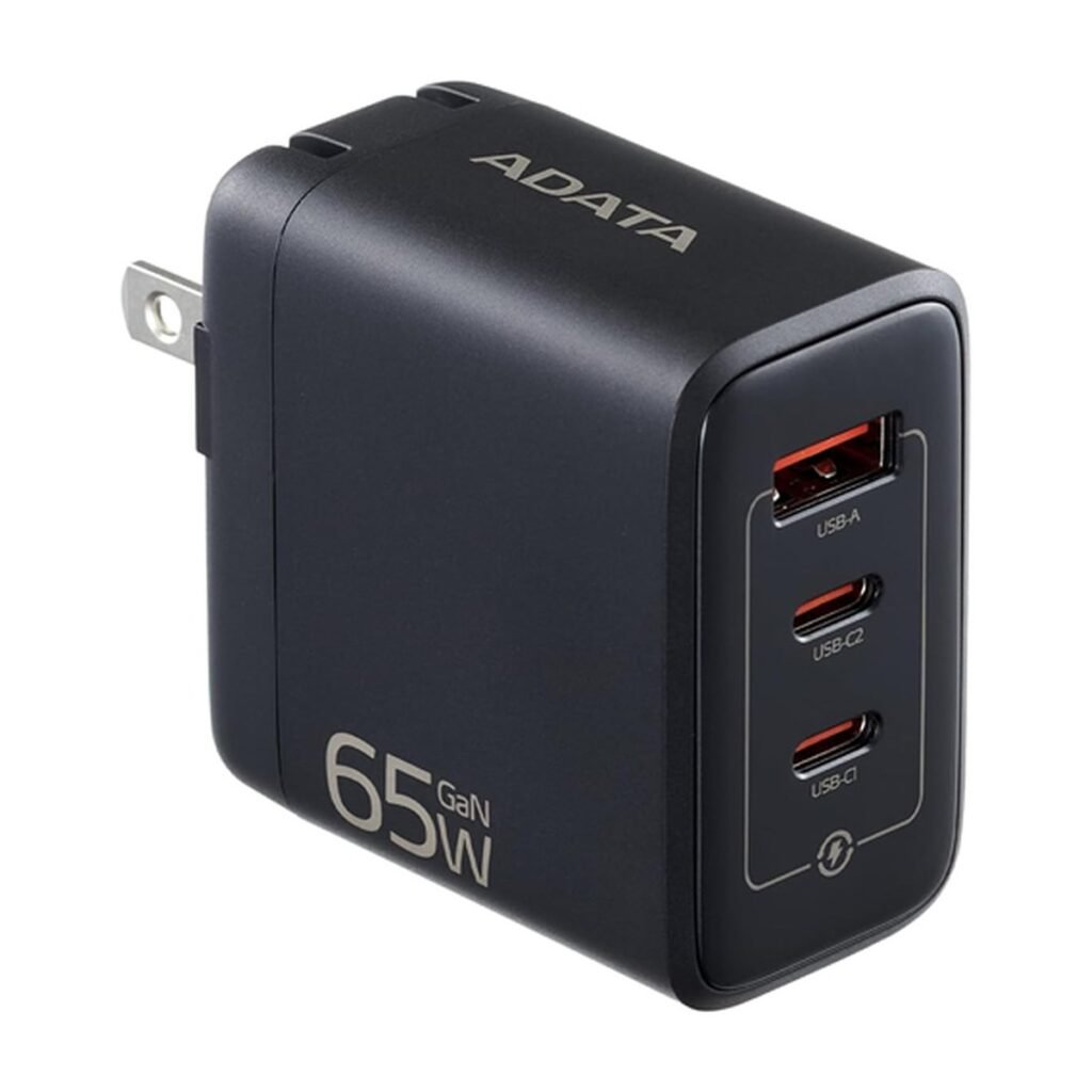 Cargador Adata GaN – 65W – Triple – Negra – CHARGERU-0653-QCPDBK
