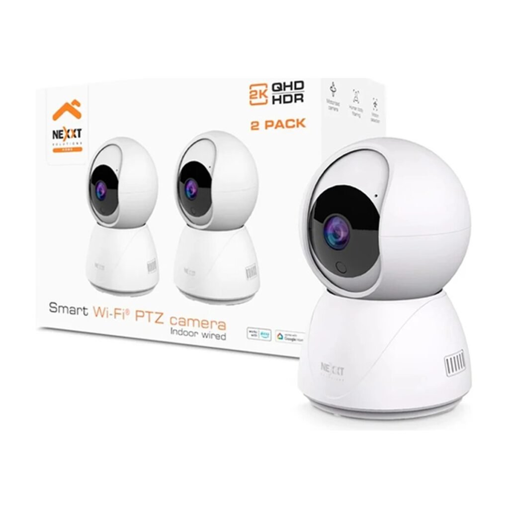 Camara Nexxt Home Smart Wifi PTZ Indoor Wired Pack de 2 – 2K – Blanca – NHC-IP11 2PK