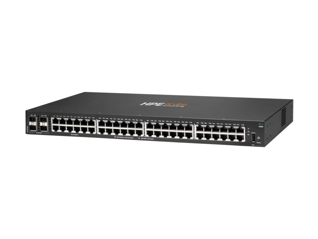 SWITCH HPE ARUBA 6100 48G – 48 PUERTOS GIGABIT + 4 SFP+ – ADMINISTRABLE – RACK
