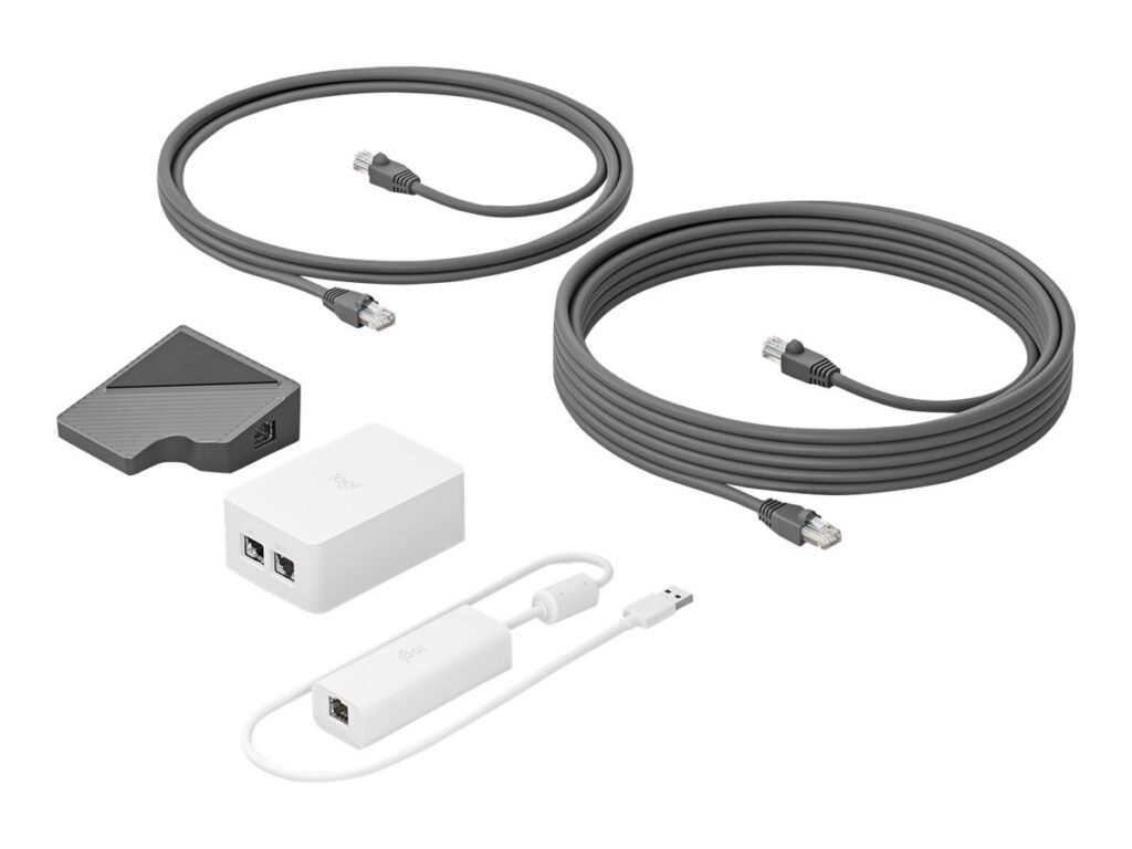 KIT CAT5E LOGITECH PARA VIDEOCONFERENCIA – CABLE DE RED 7 M – GRIS Y BLANCO