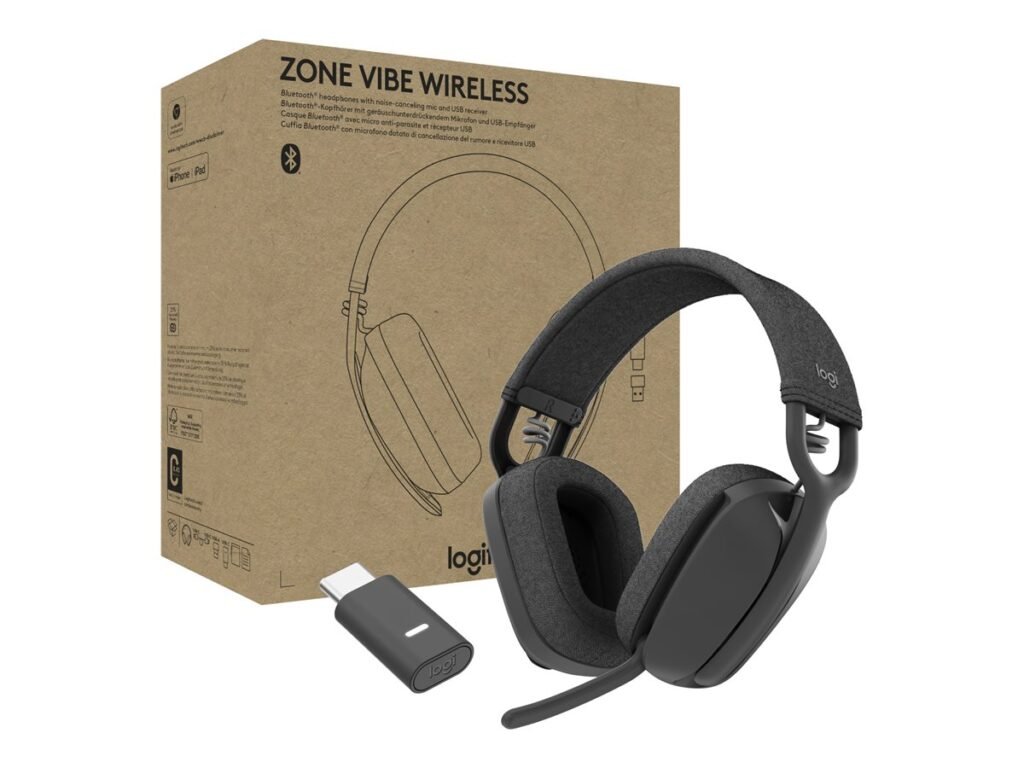 AUDÍFONOS LOGITECH ZONE VIBE WIRELESS – BLUETOOTH – CERTIFICADOS TEAMS – GRAFITO