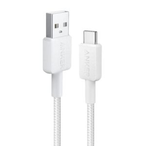 CABLE ANKER 322 – USB-A A USB-C – NYLON TRENZADO – 3 PIES – BLANCO