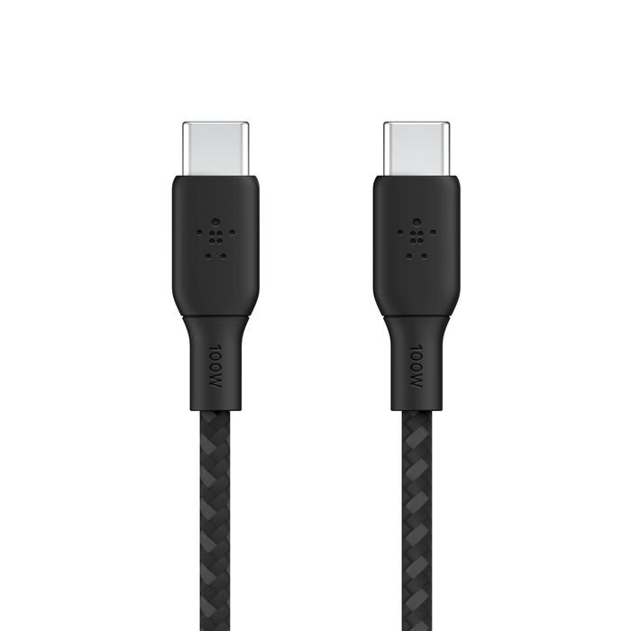 CABLE BELKIN BOOSTCHARGE USB-C A USB-C – 2 M – NAILON TRENZADO – NEGRO