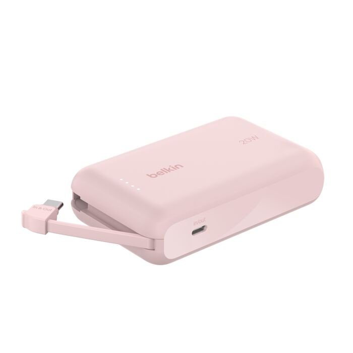 POWER BANK BELKIN BOOSTCHARGE 10K – 20W – CABLE INTEGRADO – ROSADO