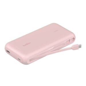 POWER BANK BELKIN BOOSTCHARGE 20.000 MAH – 30W PD – CABLE USB-C INTEGRADO – ROSA