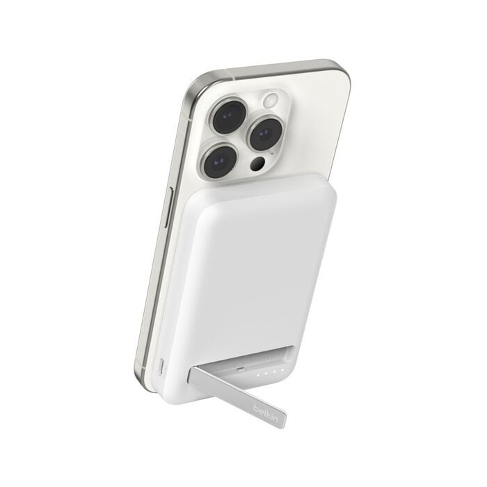 POWER BANK MAGNÉTICO BELKIN BOOSTCHARGE PRO 5.000 MAH – QI2 15W – SOPORTE – BLANCO