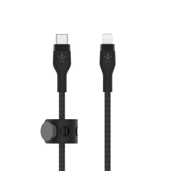 CABLE BELKIN BOOSTCHARGE USB-C A LIGHTNING – 2 M – TRENZADO – NEGRO