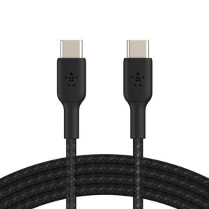 CABLE BELKIN BOOSTCHARGE USB-C A USB-C – 1 M – NAILON TRENZADO – NEGRO