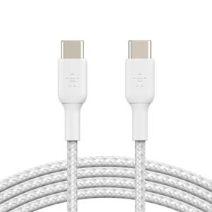 CABLE BELKIN BOOSTCHARGE USB-C A USB-C – 1 M – NAILON DOBLE TRENZADO – BLANCO