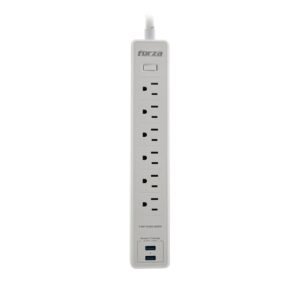 PROTECTOR DE SOBRETENSIÓN FORZA FSP-612USBW – 6 TOMAS – 2 USB – CABLE 5 PIES – BLANCO