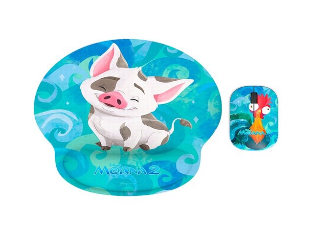 KIT MOUSE Y MOUSEPAD XTECH XTM-DKT4MO – INALÁMBRICO – DISNEY MOANA 2 PUA Y HEI-HEI