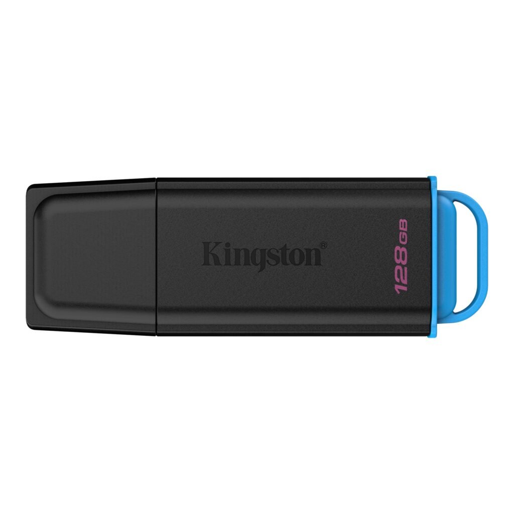 MEMORIA USB KINGSTON DATATRAVELER – 128GB – USB 3.2 GEN 1 – NEGRO Y AZUL