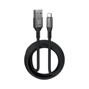 CABLE KLIP XTREME KAC-050 – USB-A A USB-C – 30W – TRENZADO – 3 M – NEGRO