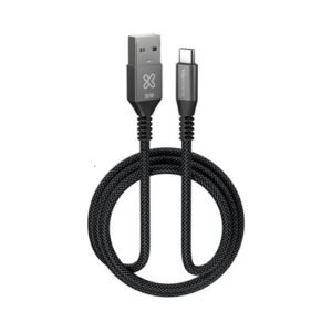 CABLE KLIP XTREME KAC-050 – USB-A A USB-C – 30W – TRENZADO – 1 M – NEGRO