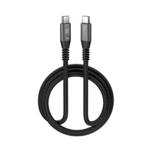 CABLE KLIP XTREME KAC-250 – USB-C A USB-C – 60W – TRENZADO – 1 M – NEGRO