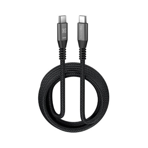 CABLE KLIP XTREME KAC-550 – USB-C A USB-C – 100W – TRENZADO – 3 M – NEGRO