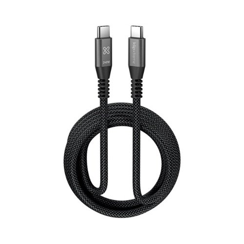 CABLE KLIP XTREME KAC-750 – USB-C A USB-C – 240W – TRENZADO – 3 M – NEGRO