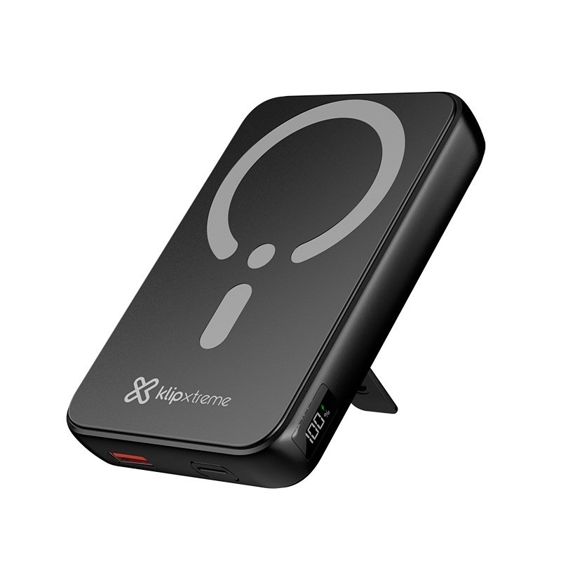 POWER BANK MAGNÉTICO KLIP XTREME KPB-650 – CARGA INALÁMBRICA – PANTALLA – NEGRO