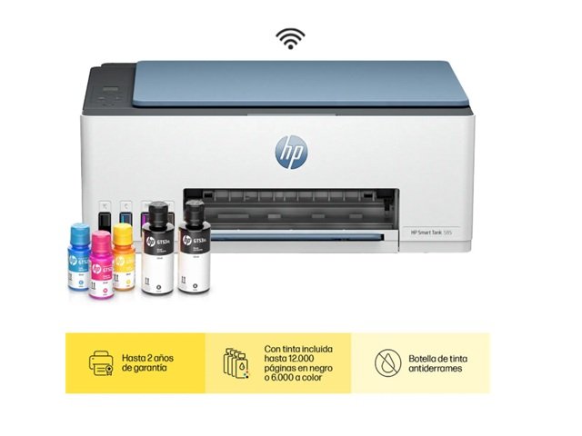 IMPRESORA MULTIFUNCIONAL HP SMART TANK 585 – INALÁMBRICA – IMPRIME, COPIA Y ESCANEA