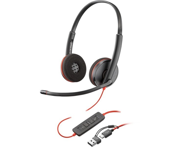 AUDÍFONOS CON MICRÓFONO POLY BLACKWIRE 3220 – ESTÉREO – USB-C – ALÁMBRICOS – NEGRO