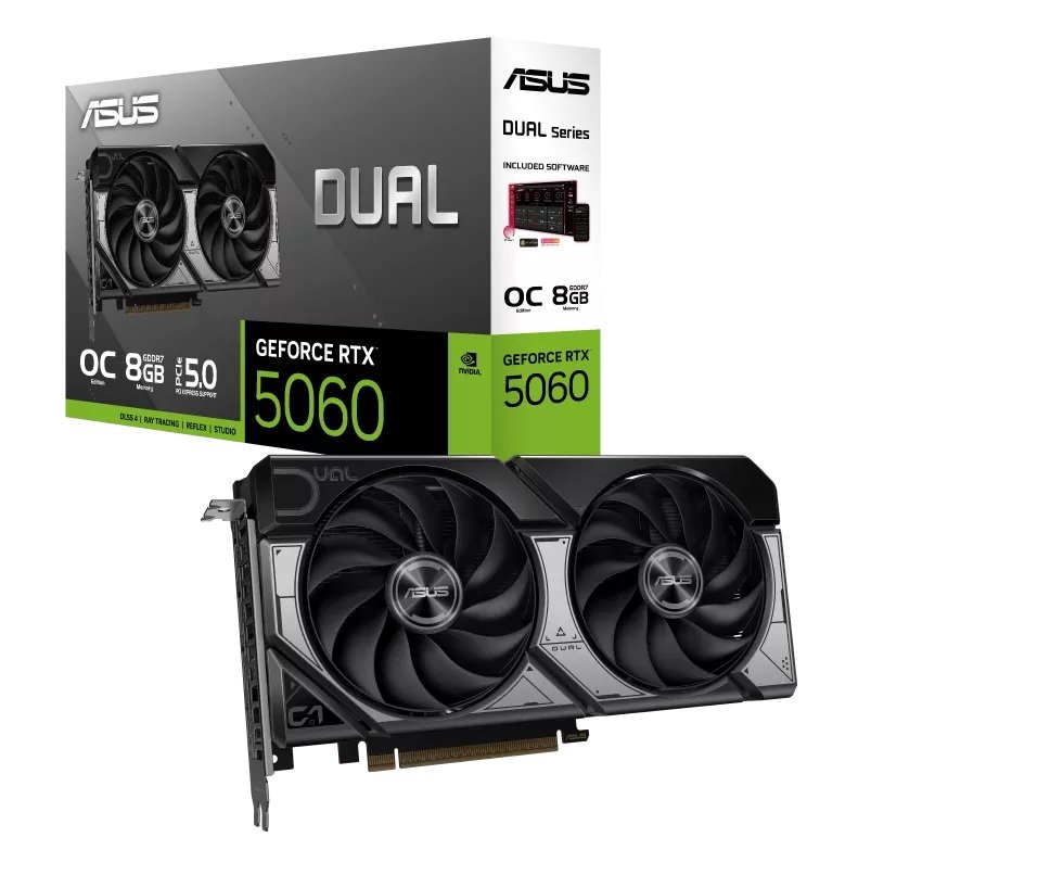 TARJETA DE VIDEO ASUS DUAL GEFORCE RTX 5060 – GDDR7 – PCIE 5.0 – HDMI Y DISPLAYPORT