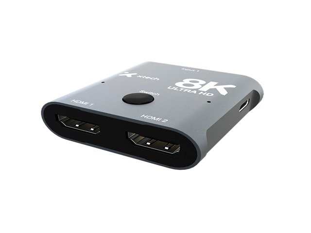 SWITCH HDMI XTECH XHA-440 – 8K – 2 PUERTOS – BIDIRECCIONAL – ALUMINIO