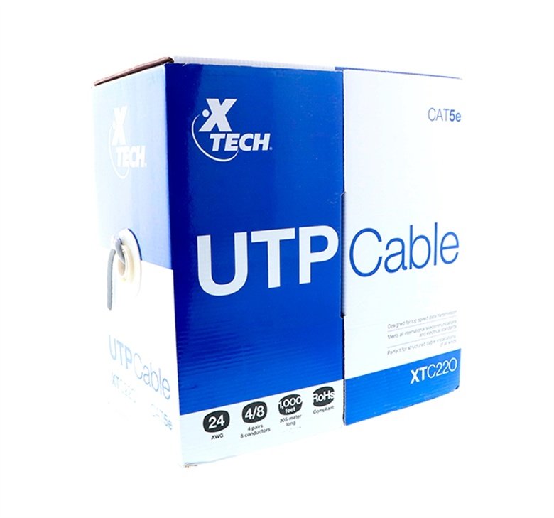 CABLE DE RED XTECH UTP CAT5E – 305 M – PVC – GRIS