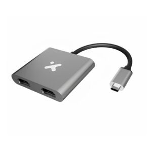 ADAPTADOR XTECH XTC-548 USB-C A DOBLE HDMI – 4K – METAL PLATEADO