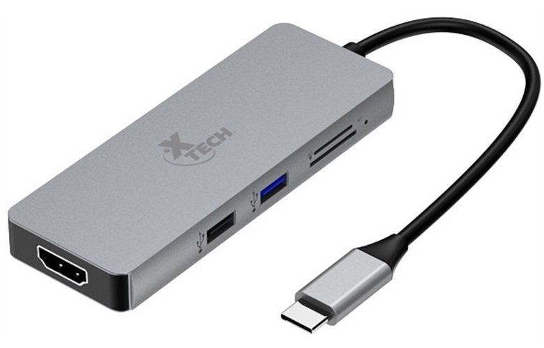 HUB USB-C XTECH XTC-564 – 5 EN 1 – GRIS