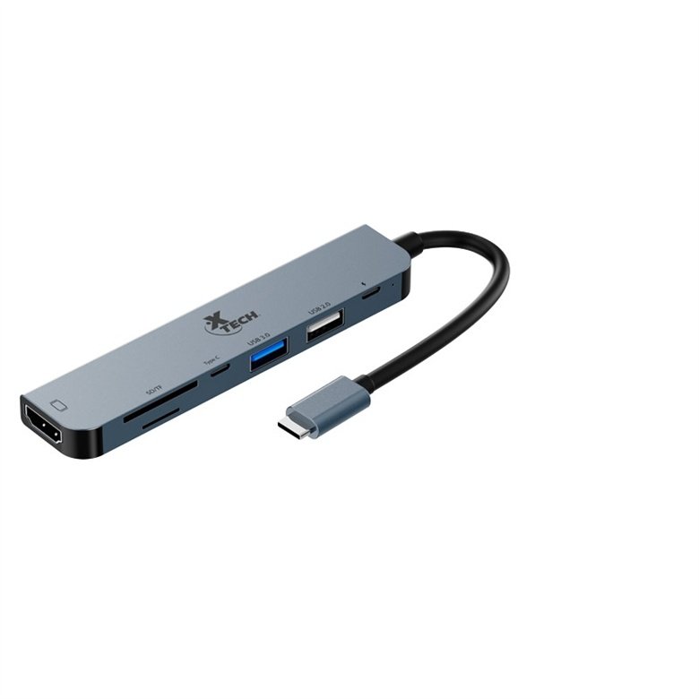 HUB USB-C XTECH XTC-571 – 7 EN 1 – 7 PUERTOS – GRIS