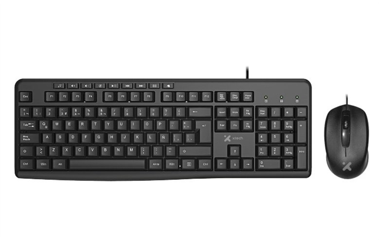COMBO TECLADO Y MOUSE XTECH XTK-302S – USB – MULTIMEDIA – ESPAÑOL – NEGRO