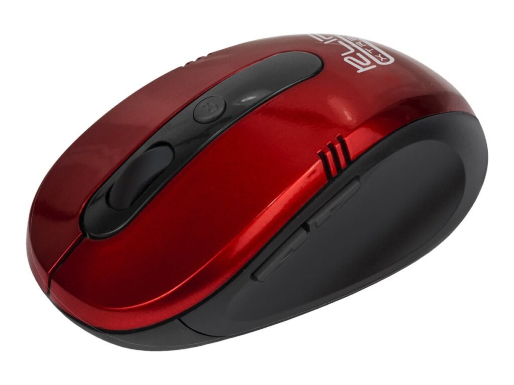 MOUSE INALÁMBRICO ERGONÓMICO KLIP XTREME VECTOR KMW-330 – 6 BOTONES – NEGRO/ROJO