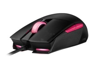 MOUSE ASUS ROG STRIX IMPACT II ELECTRO PUNK – 5 BOTONES – USB – NEGRO Y ROSA